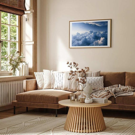 Poster - Aerial Landscapes: Sunbeams Illuminating Puffy Cloud Formations