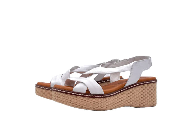 LUXDIVE Sandali donna con fasce incrociate in pelle bianca