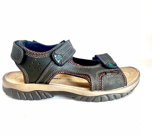 GRISPORT Sandali uomo con strappiùin pelle choco