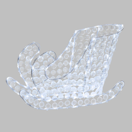 Slitta luminosa a led da esterno luce fredda h 40 con cristalli decorazione natalizia per balcone