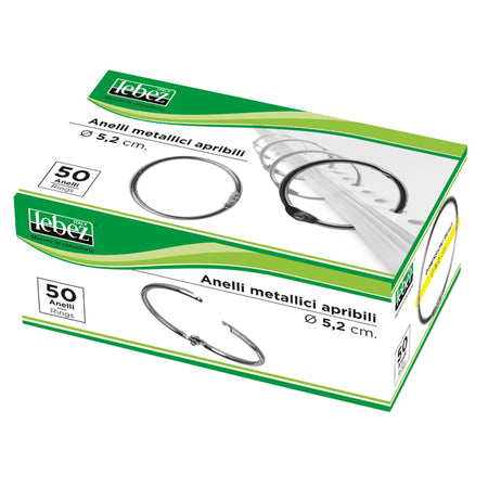 Scatola 50 Anelli In Metallo 52Mm X Rilegatura