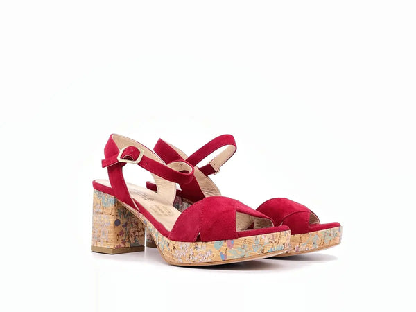 MOT-CLE' BY DONNA SOFT Sandali camoscio rosso cardinale