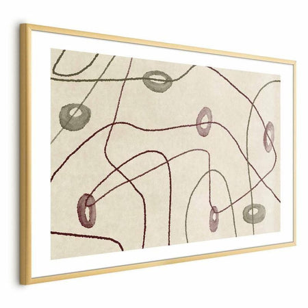 Poster - Lines and Shapes - a bead labyrinth on a pale, worn background