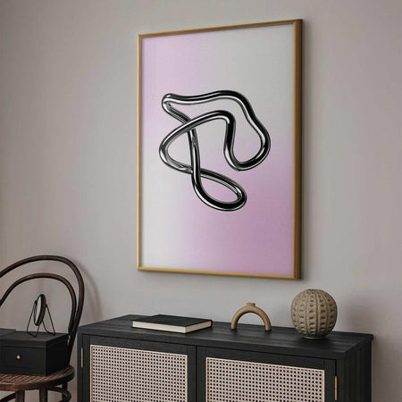 Poster - Silver Intricacies - fluid metallic figure on a gradient background