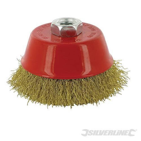 Spazzola a tazza con fili ondulati in ottone alta resistenza ideale per smerigliatrici Offerta Silverline
