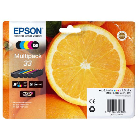 Epson 33 Multipack - Confezione da 5 - 24,4 ml - Nero, Giallo, Ciano, Magenta, Nero fotografico