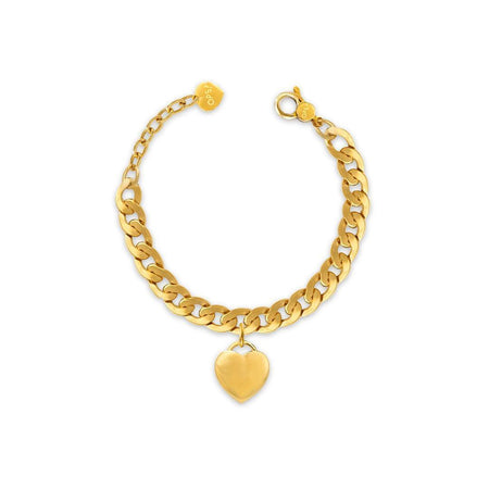 OPS OBJECTS - VICTORIA bracciale groumette piatta con cuore pendente