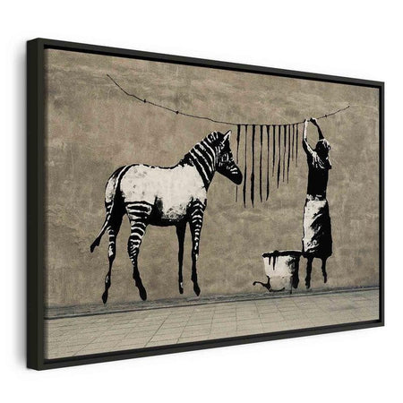 Quadro Banksy Washing Zebra on Concrete (1 Part) Wide