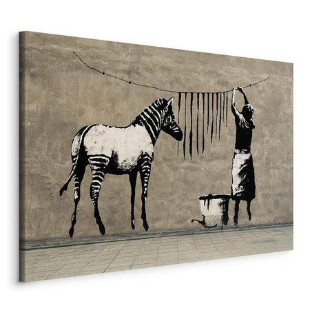 Quadro Banksy Washing Zebra on Concrete (1 Part) Wide