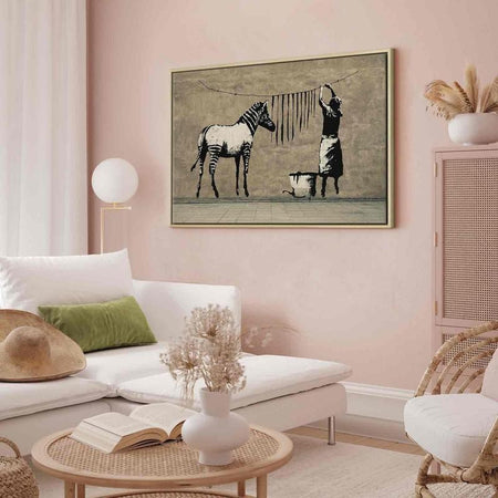Quadro Banksy Washing Zebra on Concrete (1 Part) Wide