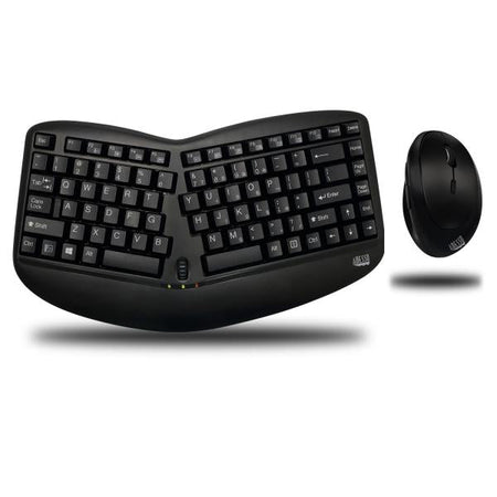 Adesso Tru-Form Media 1150 tastiera Mouse incluso Universale RF Wireless QWERTY Inglese Nero (WIRELESS MINI ERGO KEYBOARD AND - MOUSE COMBO WKB-1150CB) - Versione UK
