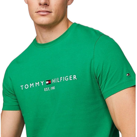 Tommy Hilfiger t-shirt verde logo ricamato MW0MW11797 T-shirt Tommy Hilfiger