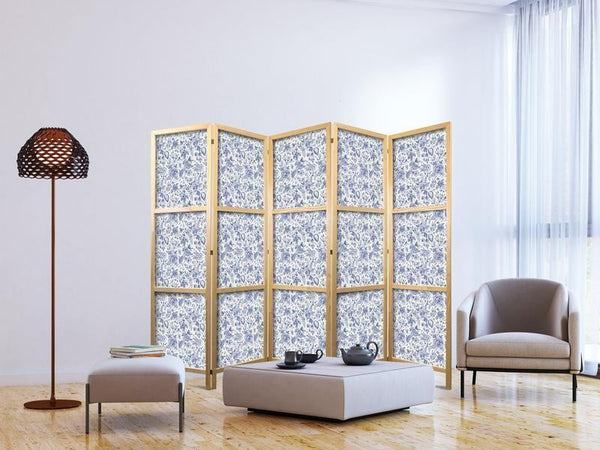 Paravento giapponese Fiori blu stile vintage 5 ante