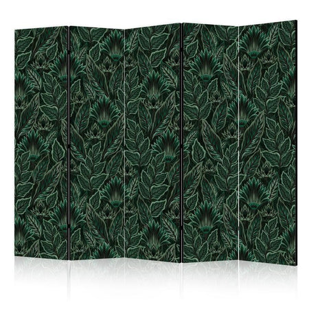 Paravento - Dense Vegetation - Botanical Patterns in Illustrative Style Green