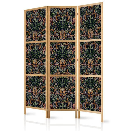 Paravento giapponese - Baroque Ornaments in Patinated Gold and Browns - Retro Motif