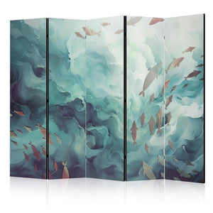 Paravento - Three Schools of Fish - Fish in Muted Colors Swimming in Groups in Oceanic Depths