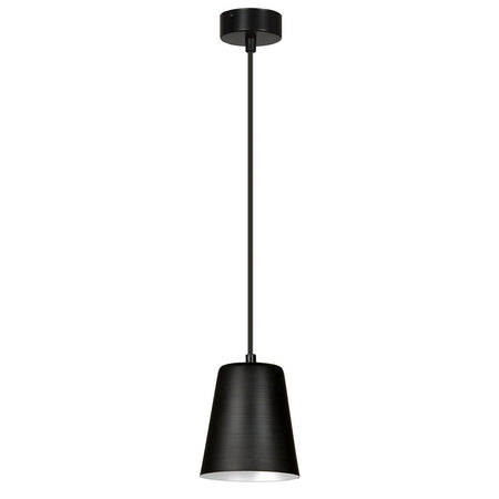 Sospensione 1 Luce Milargo In Acciaio Nero Con Paralume A Cono In Nero E Bianco