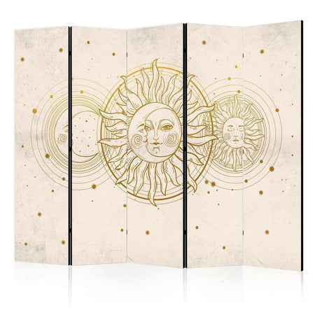 Paravento - Golden Sun and Moon - Artistic Retro Style Illustration