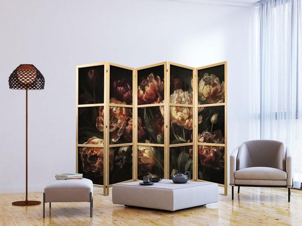 Paravento giapponese Bouquet di fiori rossi 5 ante