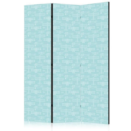 Paravento - Sketch - Outline of an Airplane in White on a Turquoise Background