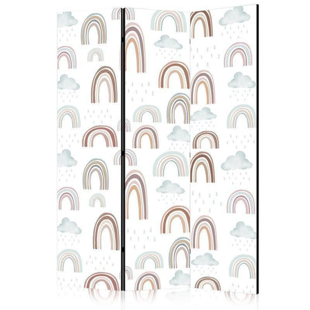 Paravento - Rainbows and Clouds - Rainbows of Various Sizes in Muted Colors Among Rain Clouds in a Pale Blue Shade