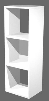 Libreria a giorno in melaminico sovrapponibile a 3 caselle cm. 35,9x29,2x103,9h