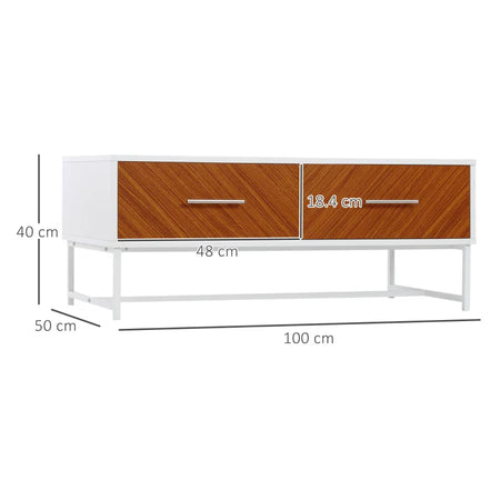 Tavolino caffè 100x50x40 Bianco e Marrone ST4839-251ST4 , soggiorno salotto basso nero bianco marrone grgio design moderno sala moderno alto divano camera legno vetro rotondo