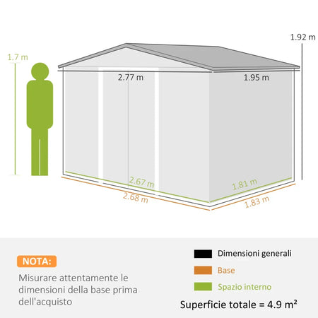 casetta utensili attrezzi esterno giardino casa armadio capanno box deposito 277x195x192cm, Verde FY9845-031GNFY9