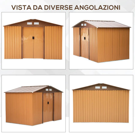 casetta utensili attrezzi esterno giardino casa armadio capanno box deposito 277x195x192cm, Gialla MJ6845-031YLMJ6