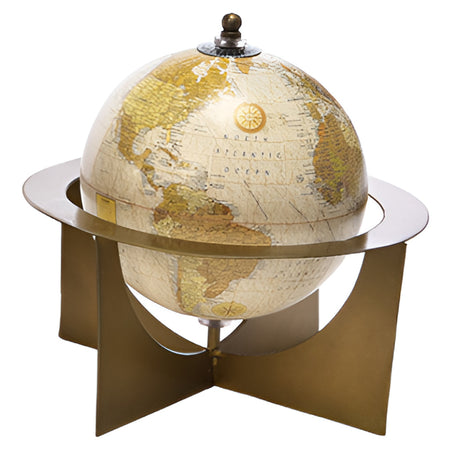 Mappamondo in ottone e legno, decorazione per interno da 18 x 18 x h 20 cm