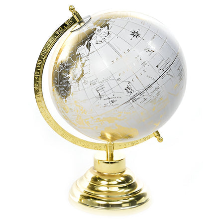 Mappamondo per interno con base e struttura in ottone chiaro