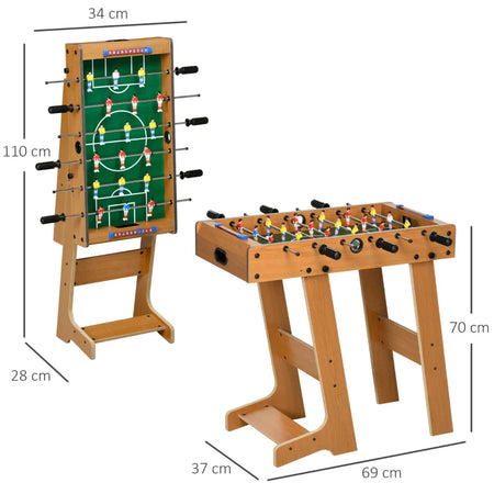 Calcio Balilla Pieghevole in Legno con 6 Aste, 18 Giocatori e Segnapunti, 69x37x70cm TP5A70-059TP5