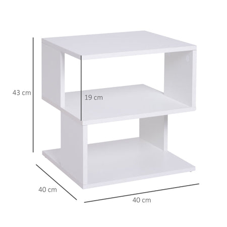 Tavolino Caffè 2 Ripiani Aperti Legno 40x41x43 Bianco HY6833-619WTHY6 ,  soggiorno salotto basso nero bianco marrone grgio design moderno sala moderno alto divano camera legno vetro rotondo