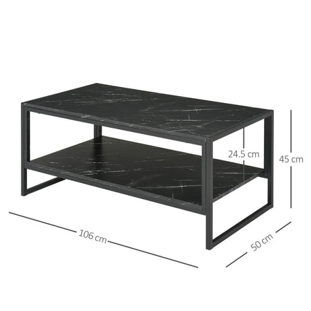 Tavolino Caffè Nero Effetto Marmo Ufficio 106x50x46 FT2833-821BK , soggiorno salotto basso nero bianco marrone grgio design moderno sala moderno alto divano camera legno vetro rotondo