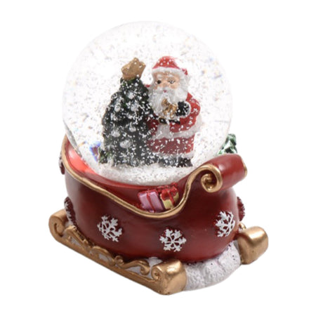 Palle di neve con Slitta rossa, decorazione e giocattolo di Natale, 5 x 4,5 x h 6,5 cm, set da 3 pezzi