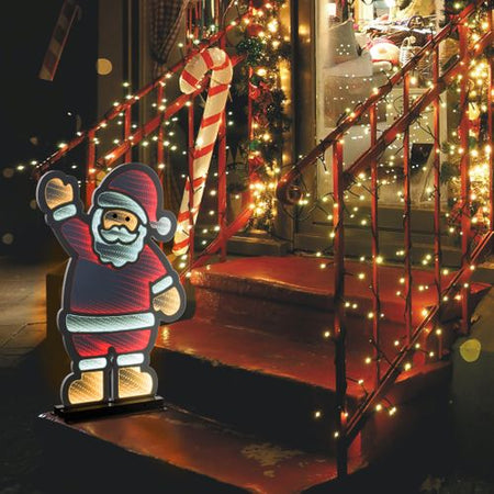 Babbo Natale con base in alluminio Rosso e Bianco che saluta