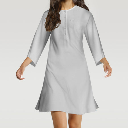 Camicia da notte donna Liu Jo DL0090 42, apertura con bottoni, manica lunga, tessuto viscosa ed elastan, Made in Italy