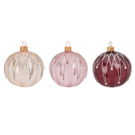 Palline per albero di Natale, in Vetro, con glitter decorativi, Ø 100 mm, 6 pezzi