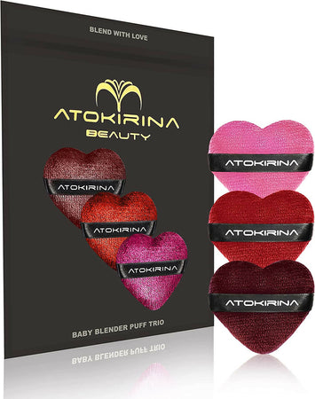 3x Atokirina Baby Trio Blender Puff - Nuovi Applicatori Make-Up Spugnetta per Trucco Fondotinta per Un Make up Perfetto Tessuto Super Morbido Bordi Lisci Atokirina Beauty
