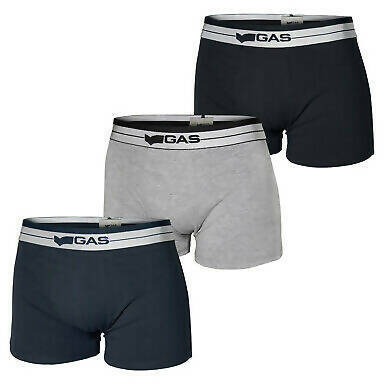 3x Boxer Uomo Gas In Morbido Cotone Con Elastico Esterno Confezione 3 paia in Tre Colori