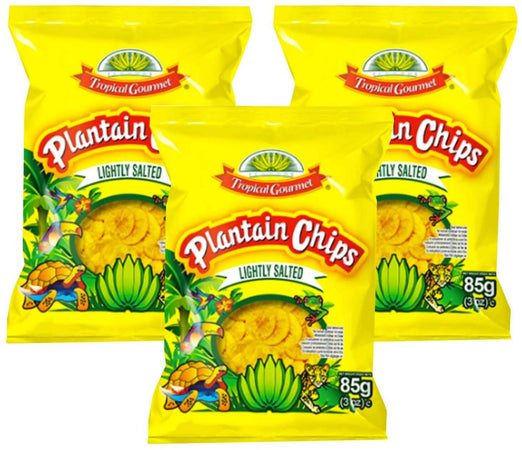 3x Tropical Gourmet Plantain Chips Lightly Salted Snack Patatine Di Platano Salate 85 G