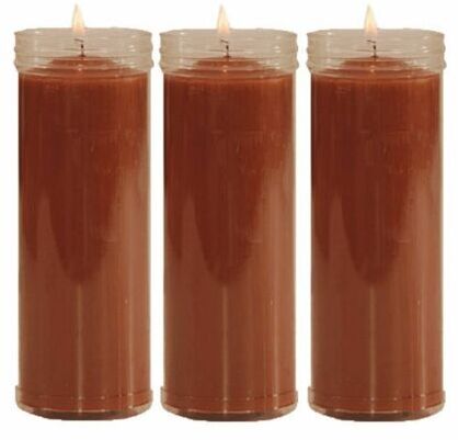3x Velòn Marrone 14 X 5.5 Cm Con Tubo Protector Candele Santería Esoteriche Candele Marroni per Rituali E Cerimonie