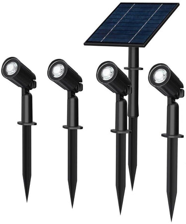 4 Faretti Led Luce Calda Faretto Con Pannello Solare Picchetto Da Giardino Ip65