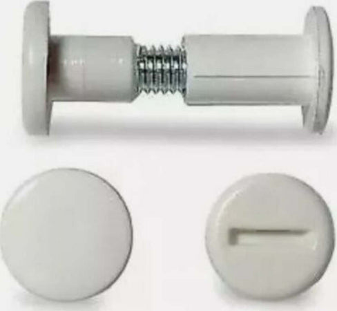 4-PEZZI---GIUNZIONI-PER-ASSEMBLAGGIO-MOBILI---FORO-8MM---GAMBO-METALLICO-E-TESTA-PLASTICA-BIANCA---LUNGHEZZA-30-39MM