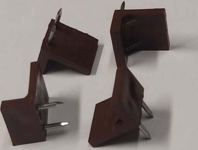 4-PEZZI---SUPPORTI-REGGIPIANO-A-POLTRONCINA-21x17x13MM---CON-DUE-CHIODI---IN-PLASTICA-MARRONE