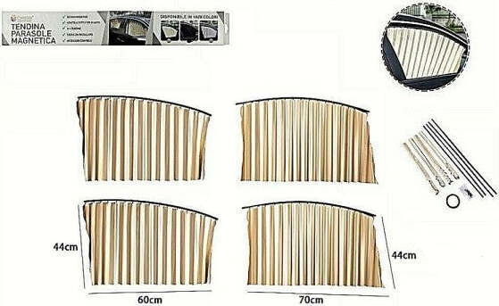 4-Pz.-Tenda-Tendina-Parasole-Proteggi-Sole-Raggi-Uv-Magnetica-Auto-Marrone-70169