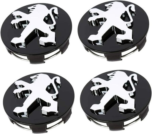 Set 4 Coprimozzo Compatibile Peugeot Tappi 60mm Nero 106 107 206 207 306 307 507