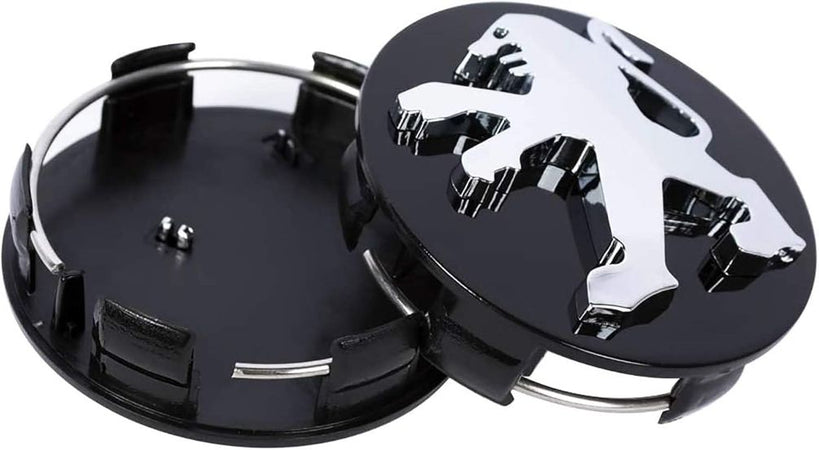 Set 4 Coprimozzo Compatibile Peugeot Tappi 60mm Nero 106 107 206 207 306 307 507