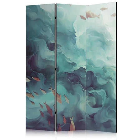 Paravento - Three Schools of Fish - Fish in Muted Colors Swimming in Groups in Oceanic Depths
