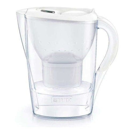 Brita caraffa filtrante marella bianca (2.4l) incl. 6 x filtri maxtra pro all-in-1 - adatta alla porta del frigorifero con memo digitale e coperchio ribaltabile - 1051474